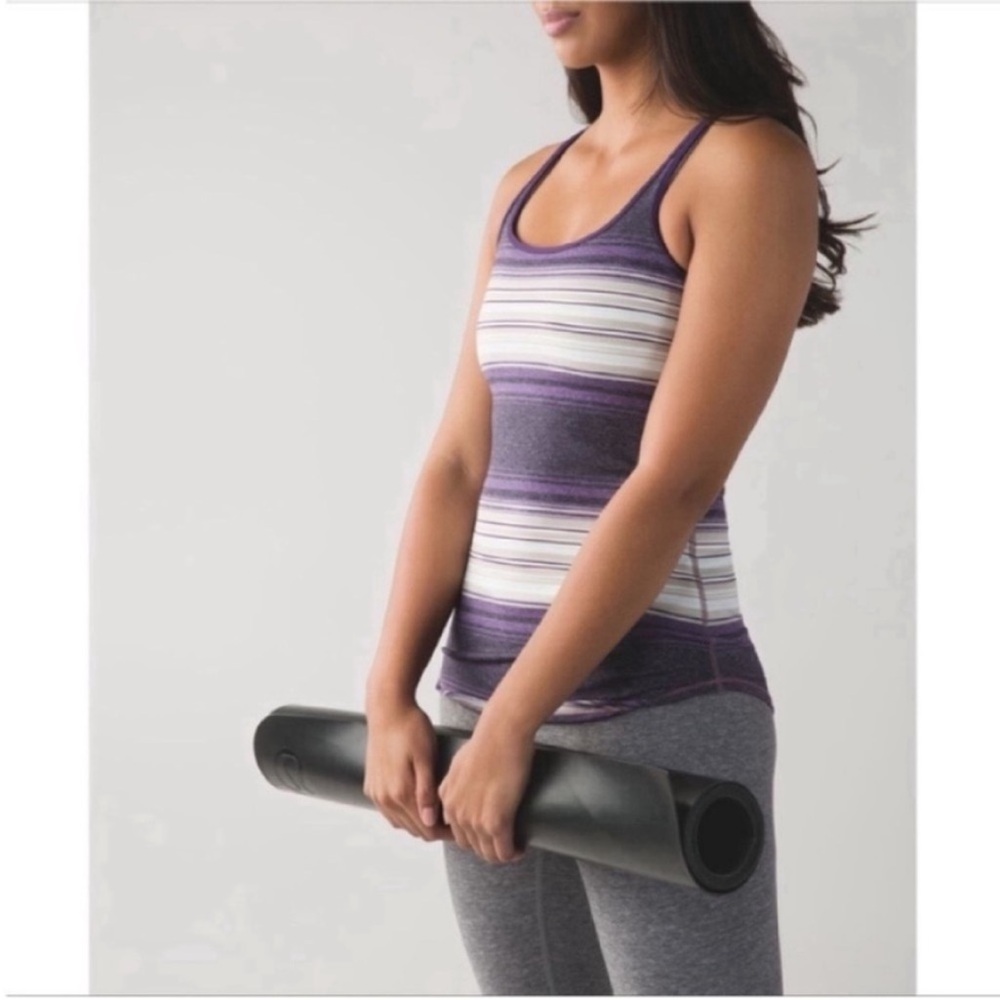 Lululemon Refresh Racer tank top purple Osaka stripe heathered grape